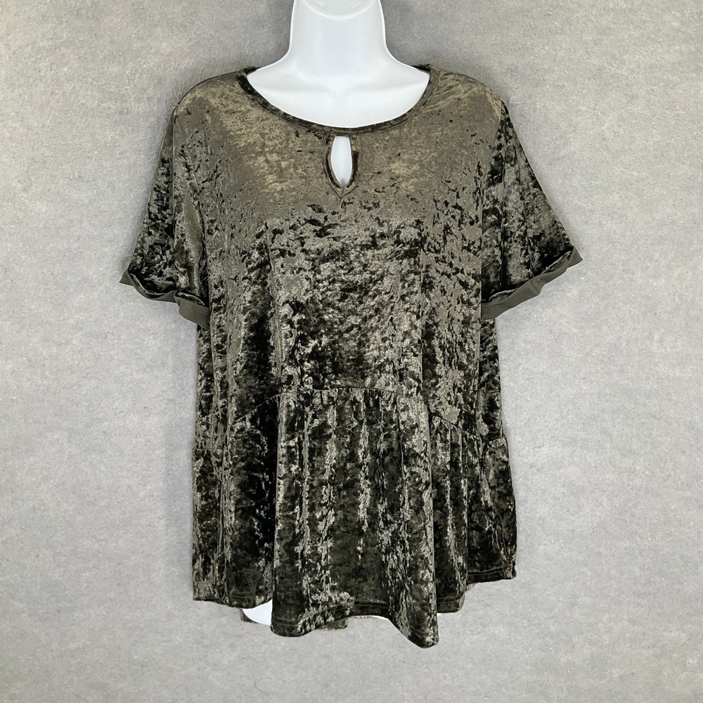 Altar State Velvet Tiered Tunic Top Womens Sz M Forest‎ Fairy Whimsigoth Grunge